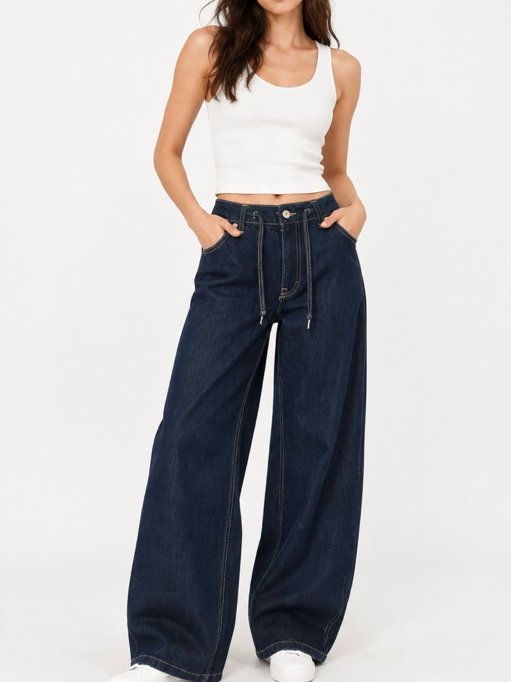 Scoop Women’s Low Slung Wide Leg Jeans Dark Wash Size 10
